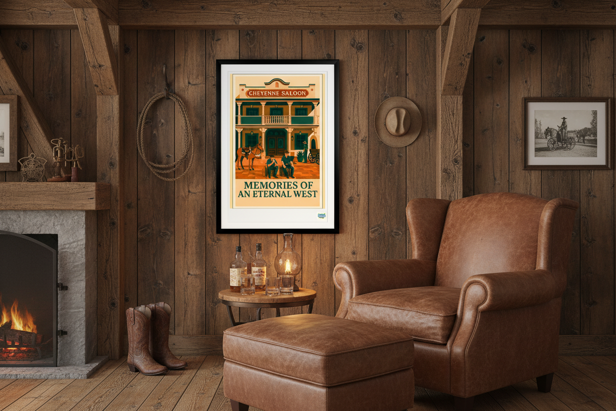 Cheyenne Saloon dans un décor western rustique