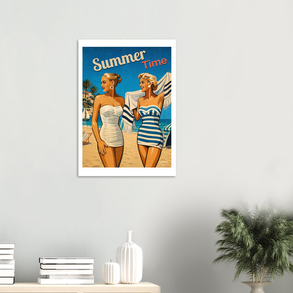 Affiche Summer Time – Affiche Mode - Collection Vintage Stories VS N°006 – StudioRetroPop® – 30x40 cm / 12x16″