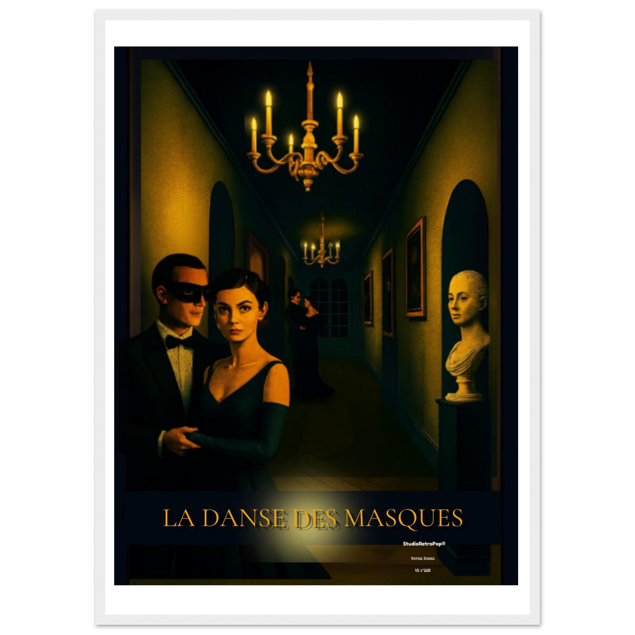 Affiche La danse des masques- Affiche vintage film Noir - Collection Vintage Stories VS N°009 – StudioRetroPop® – 30x40 cm / 12x16″