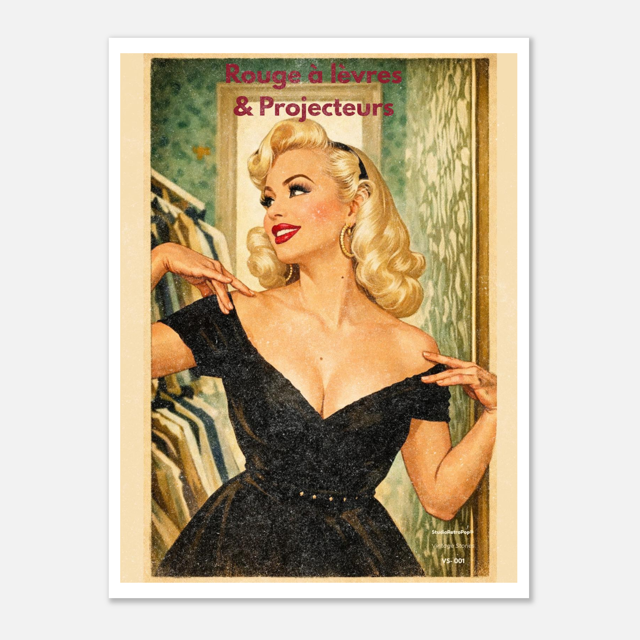 Poster vintage rétro femme élégante coulisses spectacle – Collection Vintage Stories VS-001