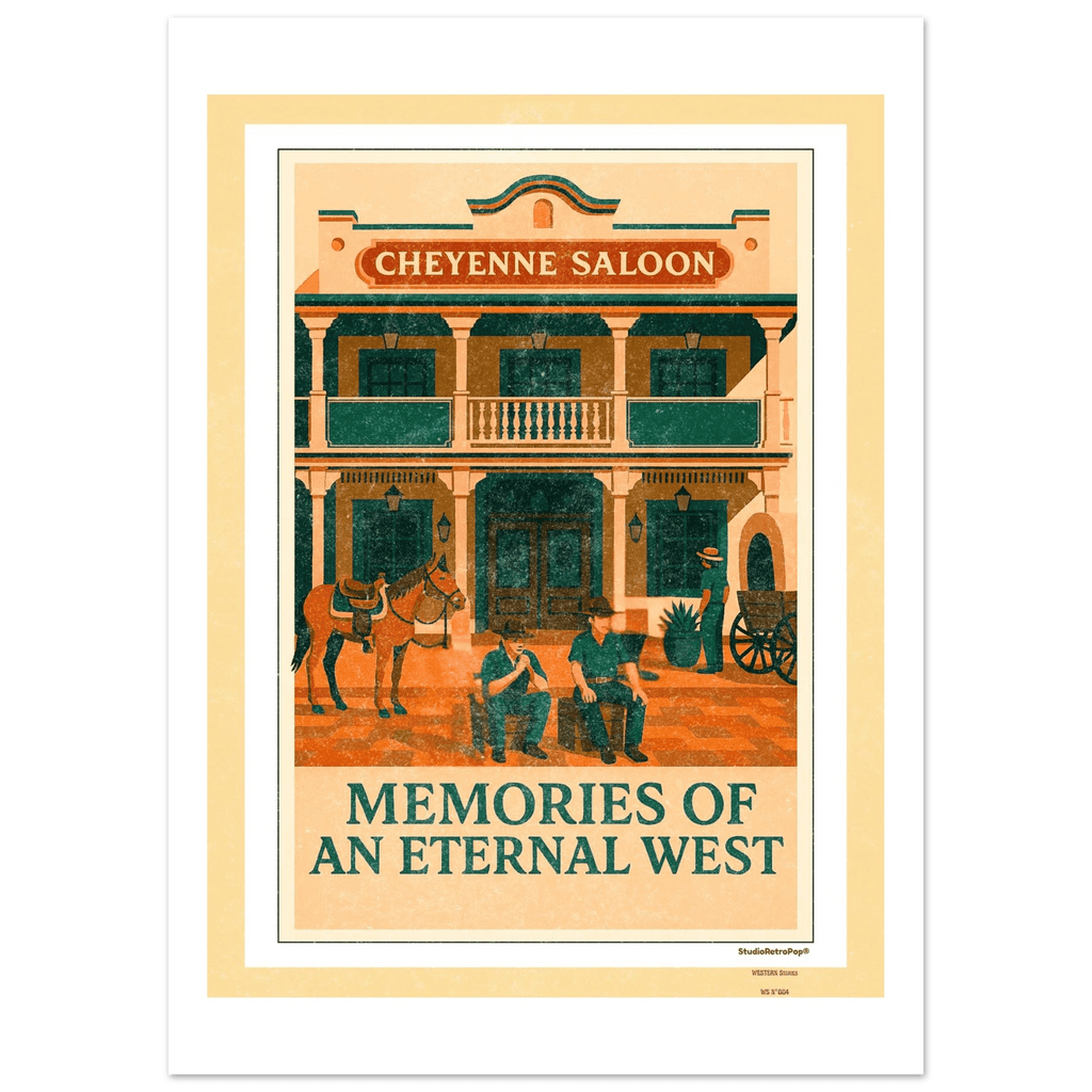 Affiche Affiche Cheyenne Saloon Far West – Collection Affiches Art Vintage Moderne | StudioRetroPop® – StudioRetroPop® – 30x40 cm / 12x16″