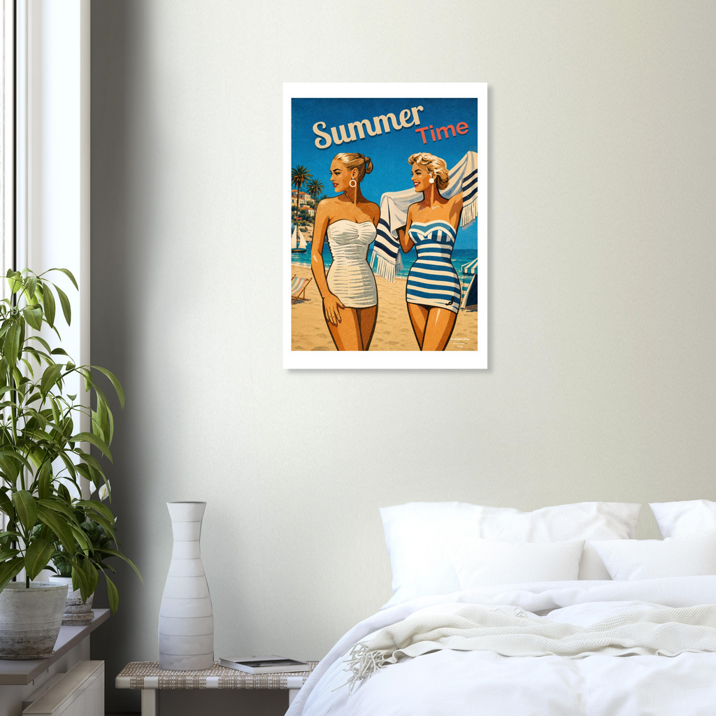 Affiche Summer Time – Affiche Mode - Collection Vintage Stories VS N°006 – StudioRetroPop® – 30x40 cm / 12x16″
