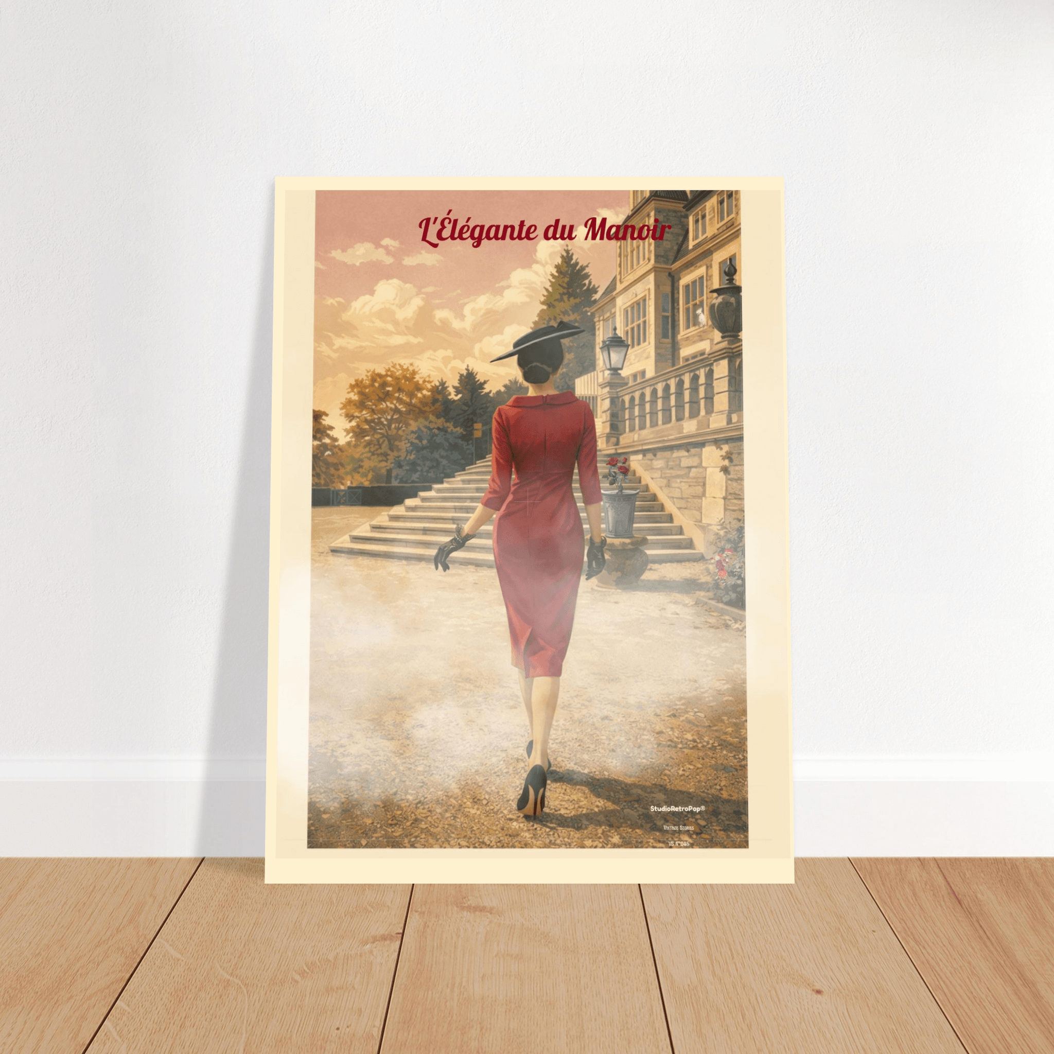 Affiche L'élégante du manoir — Affiche vintage chic – Collection Vintage Stories VS N°005 - sans cadre ou avec – StudioRetroPop® – 30x40 cm / 12x16″