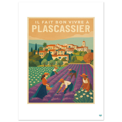 Affiche « Il Fait Bon Vivre à Plascassier » – L’art de vivre provençal - StudioRetroPop