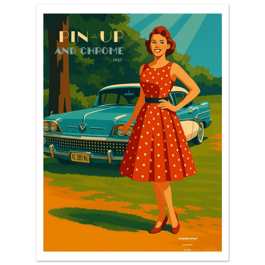 Affiche Affiche Pin-up and Chrome – Collection Vintage Stories | StudioRetroPop® – StudioRetroPop® – 30x40 cm / 12x16″
