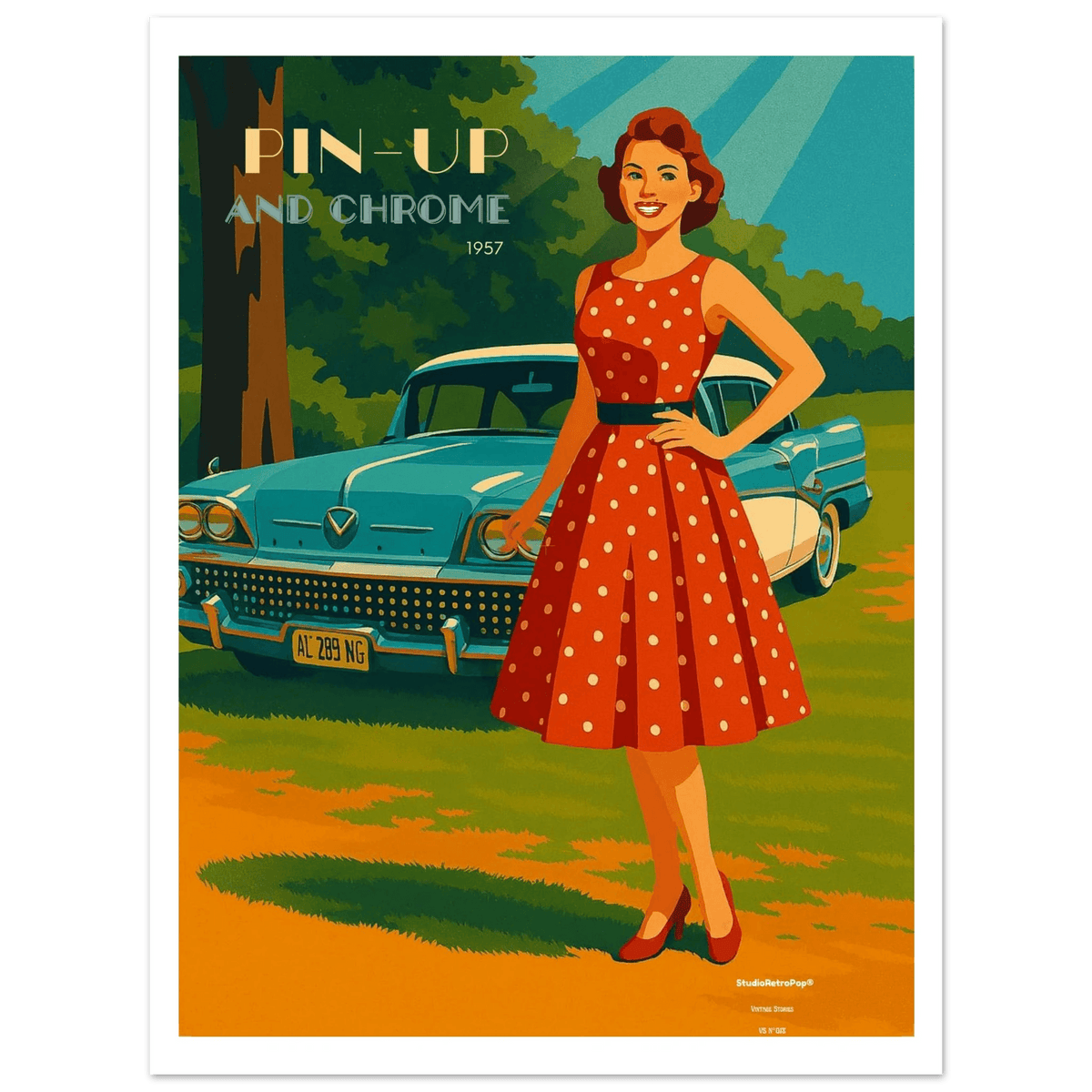 Affiche Affiche Pin-up and Chrome – Collection Vintage Stories | StudioRetroPop® – StudioRetroPop® – 30x40 cm / 12x16″