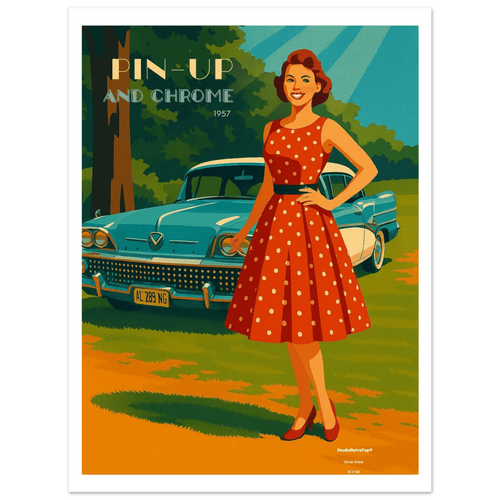 Affiche Affiche Pin-up and Chrome – Collection Vintage Stories | StudioRetroPop® – StudioRetroPop® – 30x40 cm / 12x16″