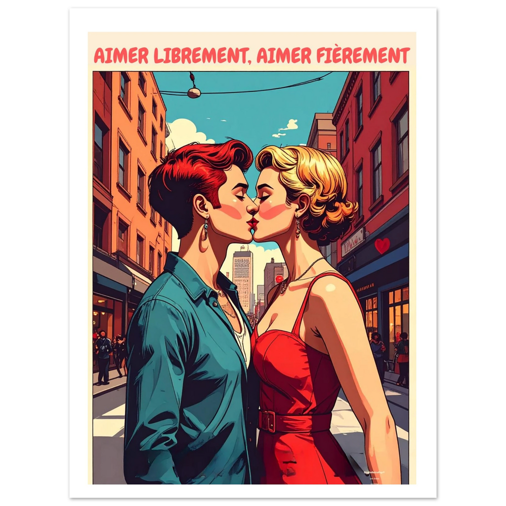 Affiche Affiche Aimer librement, aimer fièrement - Affiche colorée - Collection Love Stories N°004 – StudioRetroPop® – 30x40 cm / 12x16″