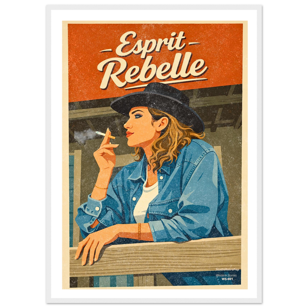 Affiche Esprit Rebelle Affiche décorative - Collection Western Stories WS N°001 – StudioRetroPop® – 30x40 cm / 12x16″