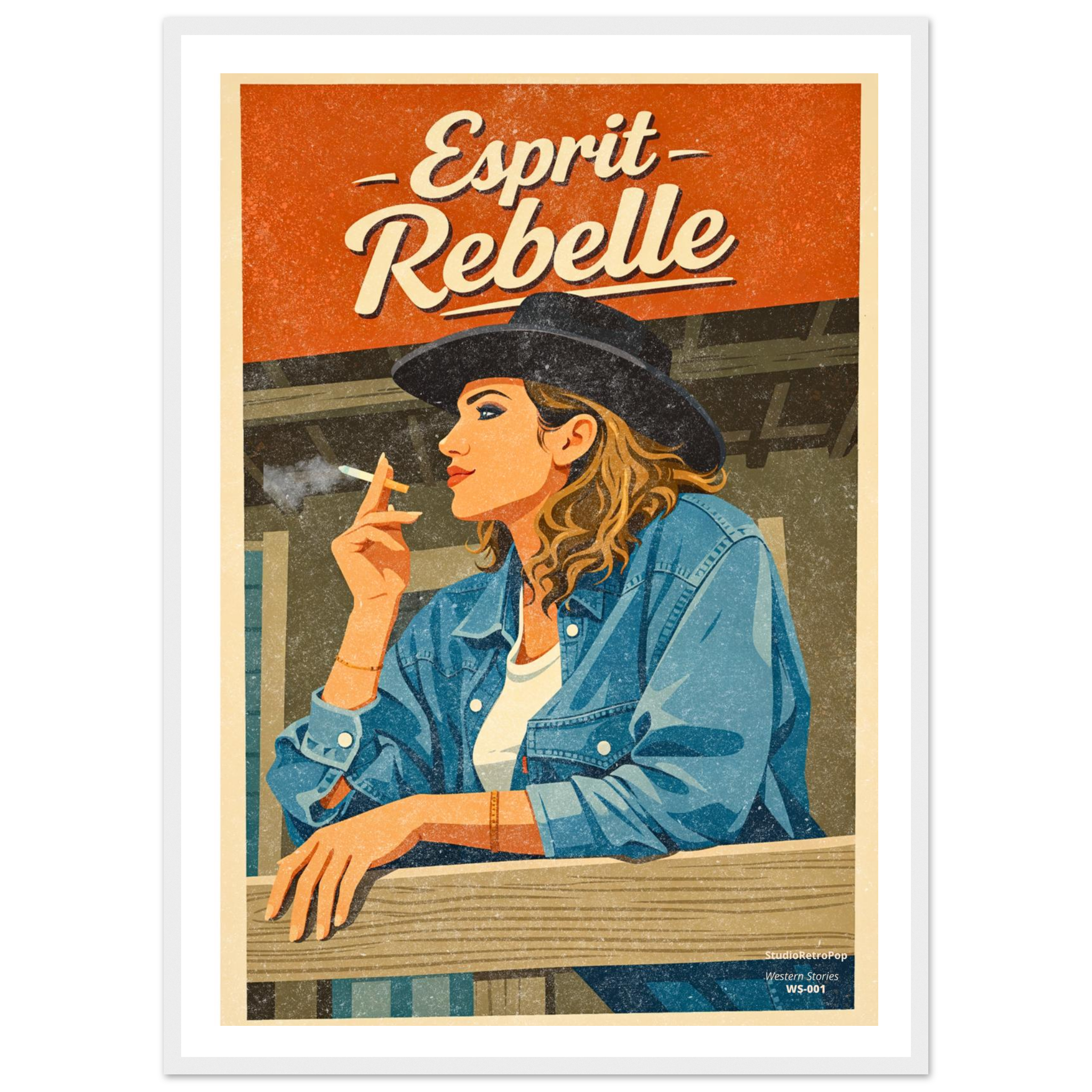 Affiche Esprit Rebelle Affiche décorative - Collection Western Stories WS N°001 – StudioRetroPop® – 30x40 cm / 12x16″