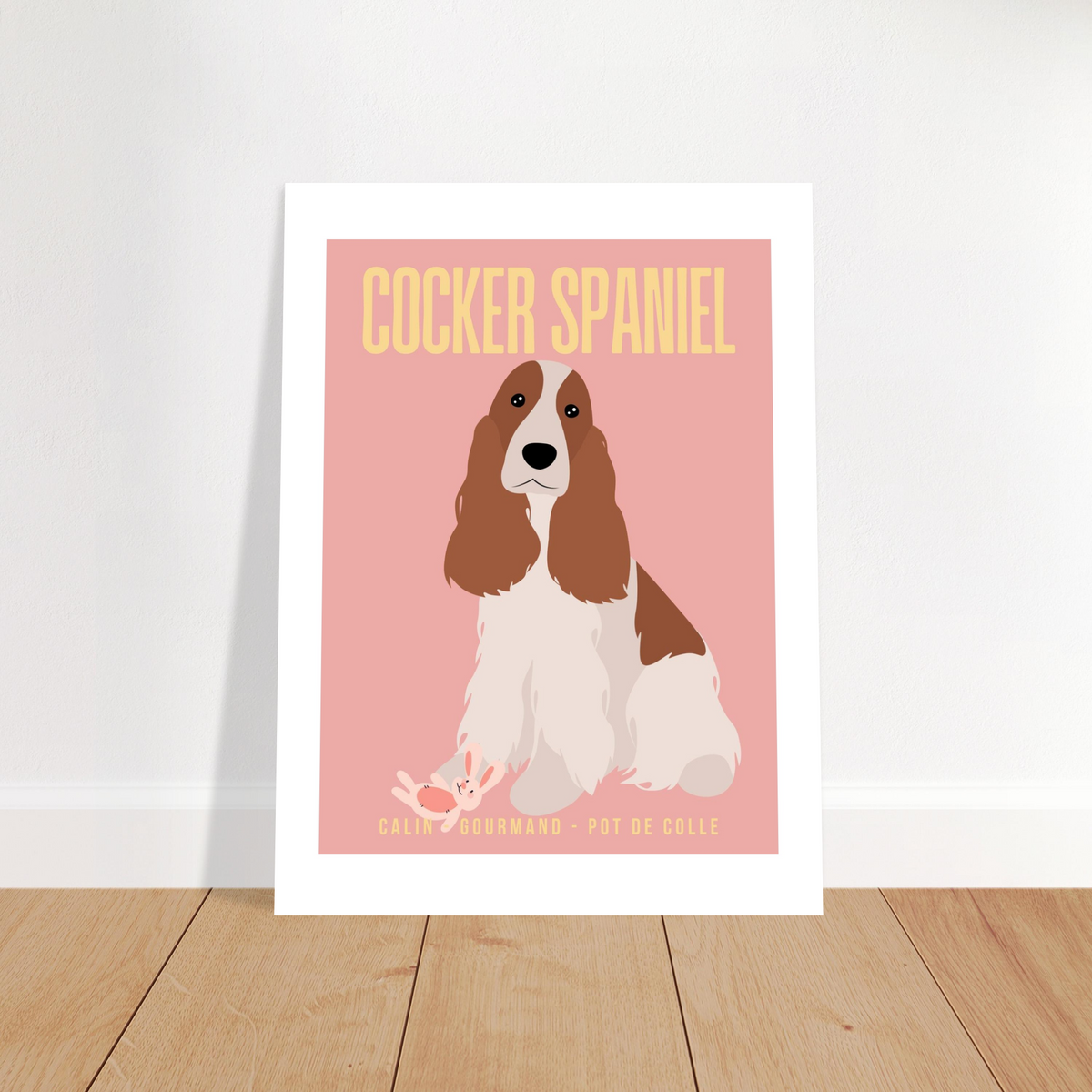 Affiche Cocker Spaniel–Calin- Gourmant - Pot de colle - Poster 30 x40 cm - Collection Dogs stories – StudioRetroPop®
