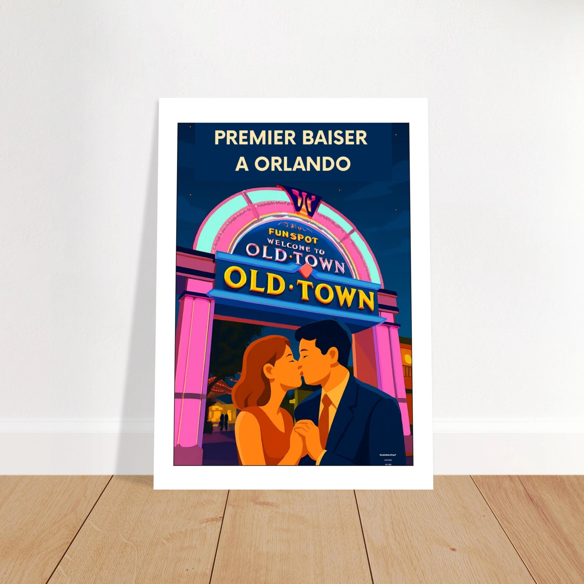 Affiche Premier baiser à Orlando  - Affiche vintage - Collection Love Stories N°002 – StudioRetroPop® – 30x40 cm / 12x16″