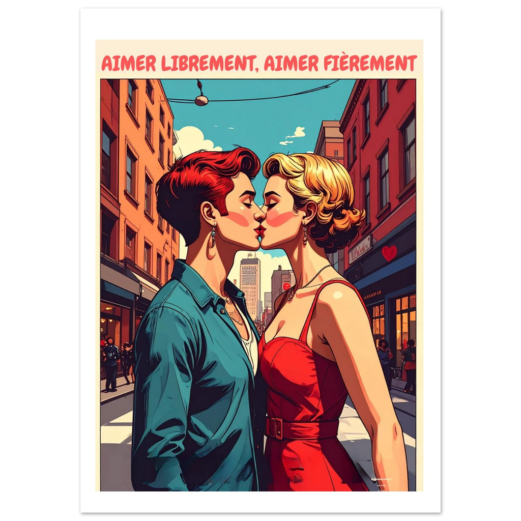 Affiche Affiche Aimer librement, aimer fièrement - Affiche colorée - Collection Love Stories N°004 – StudioRetroPop® – 30x40 cm / 12x16″