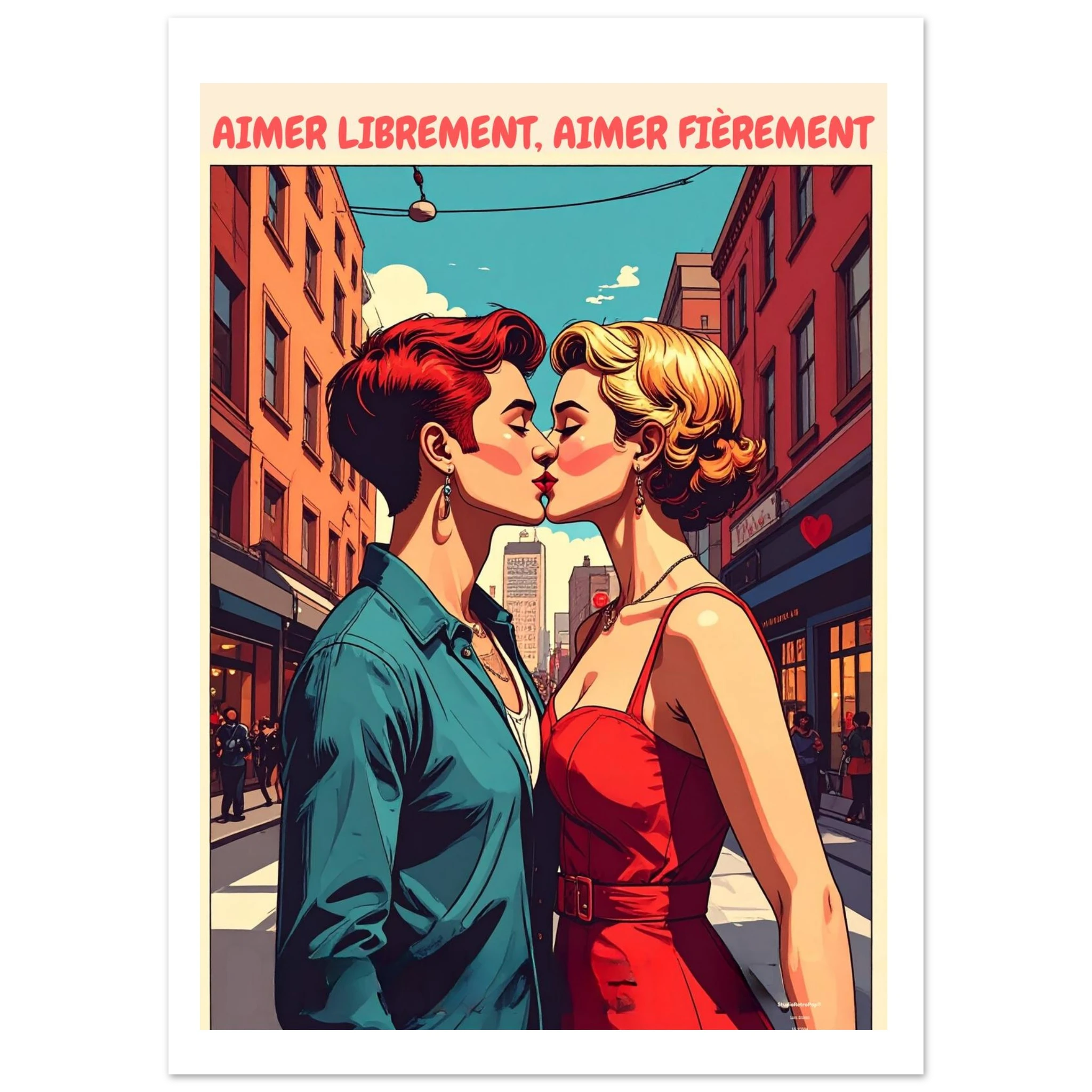 Affiche Affiche Aimer librement, aimer fièrement - Affiche colorée - Collection Love Stories N°004 – StudioRetroPop® – 30x40 cm / 12x16″