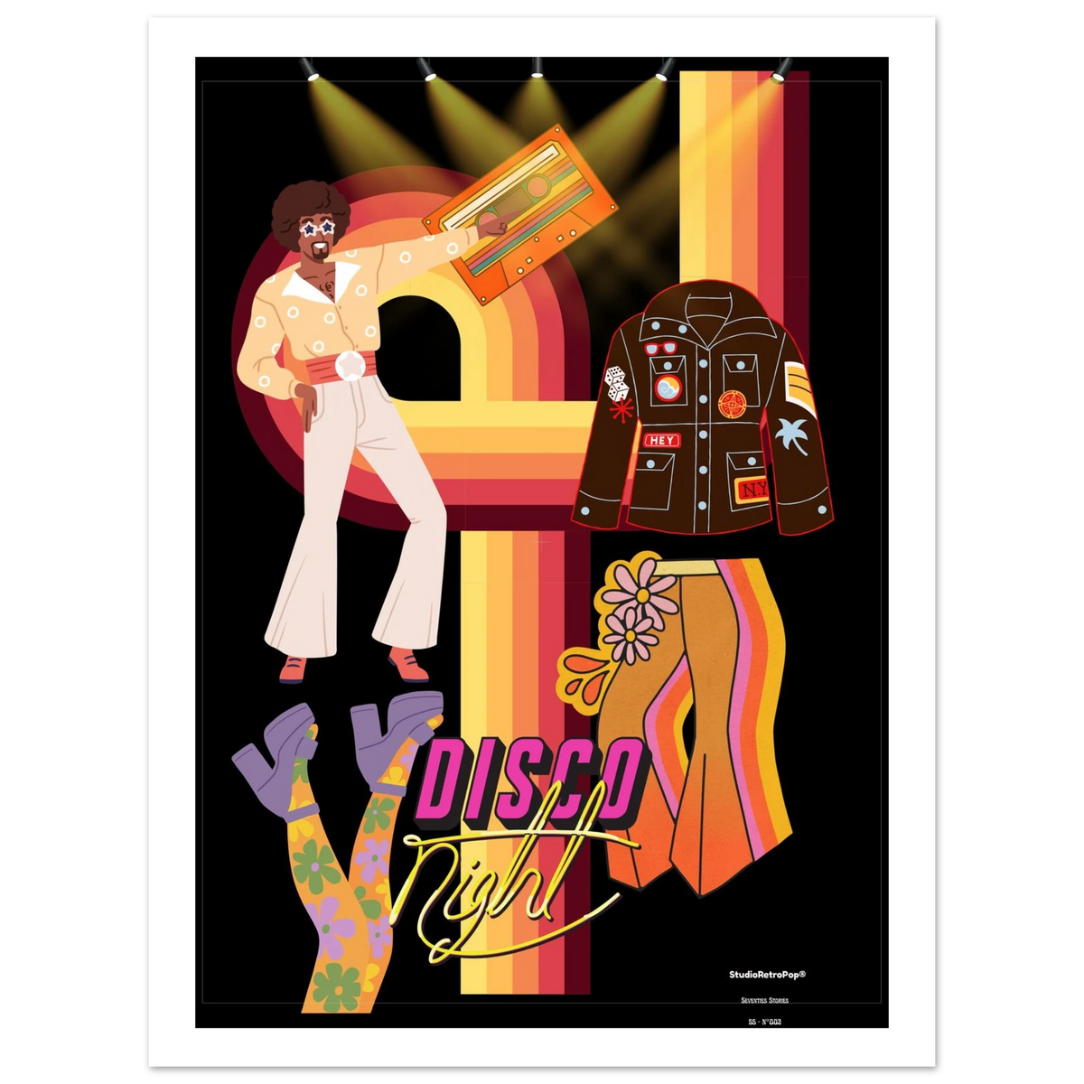 Affiche Disco night – StudioRetroPop® – 30x40 cm / 12x16″