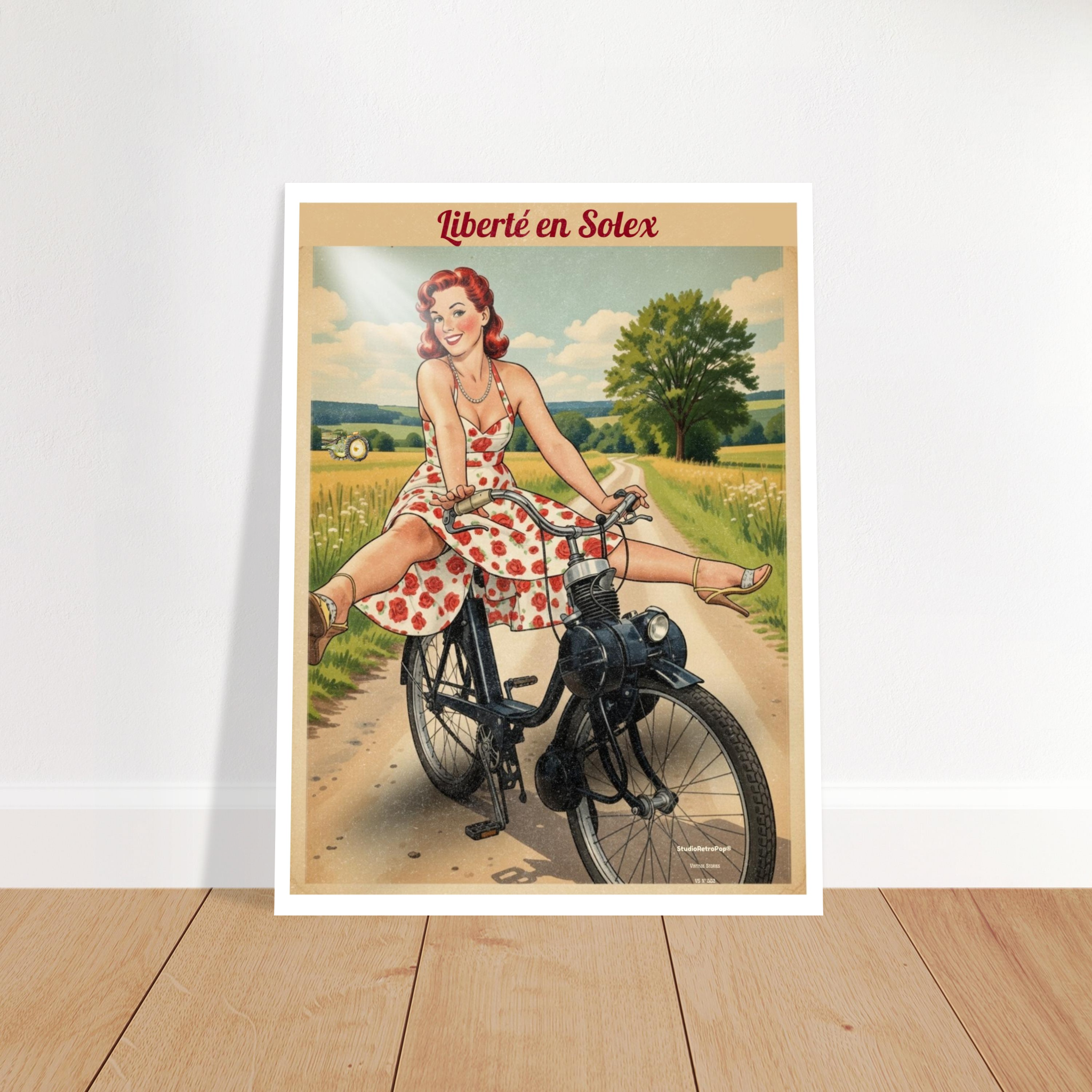 Affiche Liberté en Solex | Affiche vintage rétro – Collection Vintage Stories VS N°002 – StudioRetroPop® – 30x40 cm / 12x16″