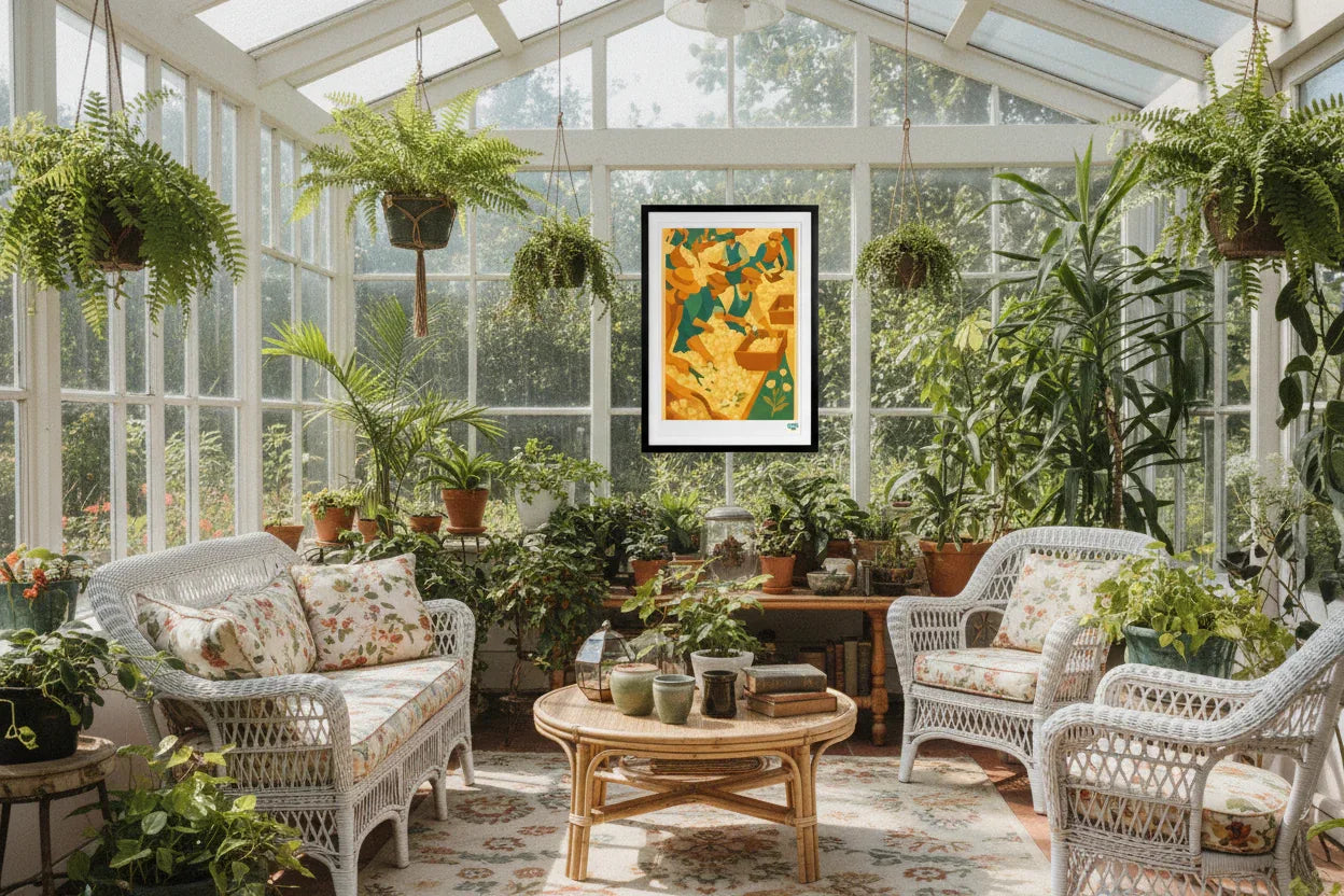 Affiche La Récolte Florale Années 60- 49 x 69 cm avec cadre - Art Rétro Pop - StudioRetroPop