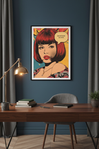 Affiche On ne naît pas Icône – mockup bureau chic, pop art rétro – StudioRetroPop