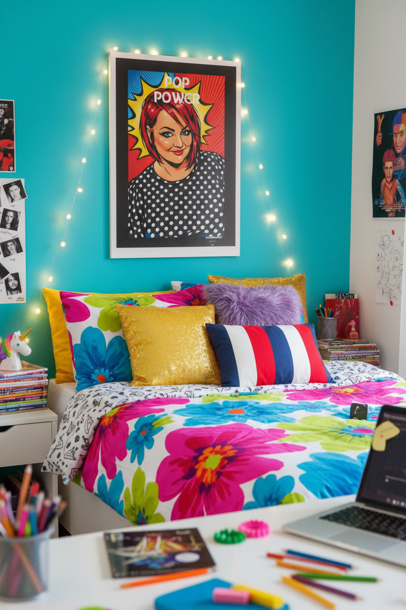 Affiche POP power – mockup chambre jeune énergique, pop art rétro – StudioRetroPop