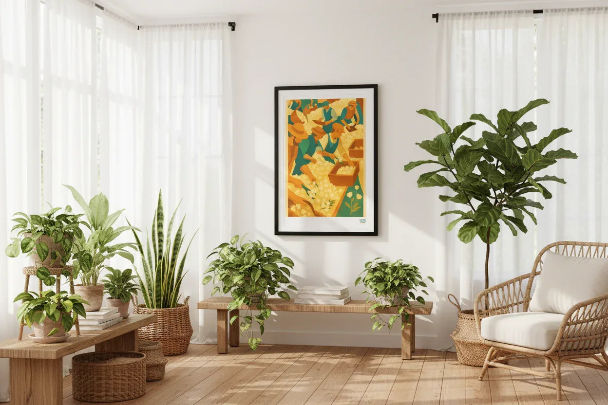 Affiche La Récolte Florale Années 60- 49 x 69 cm avec cadre - Art Rétro Pop - StudioRetroPop