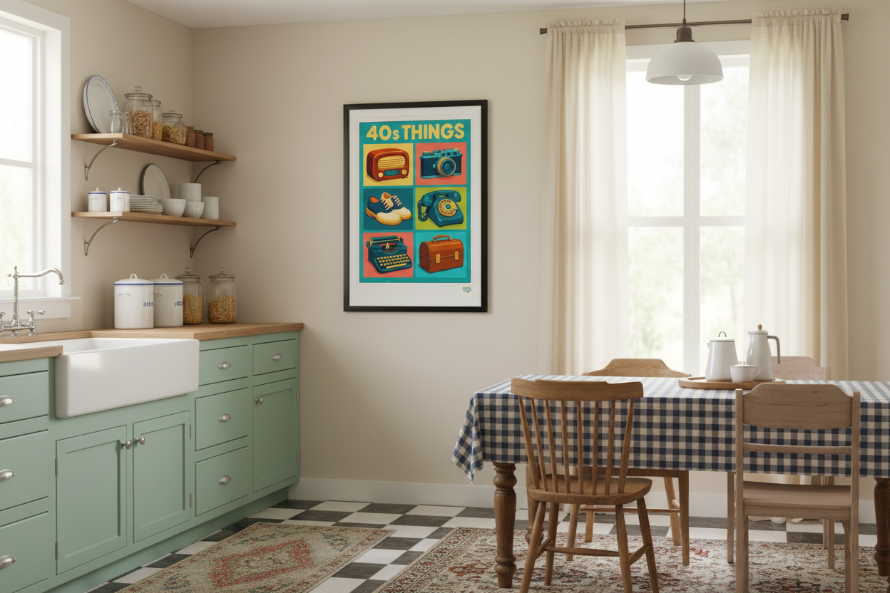 Affiche Objets des années 40 dans une cuisine vintage