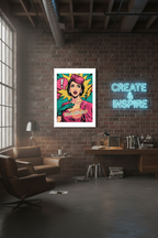 Affiche Choc Pop Art – mockup studio créatif loft urbain, pop art rétro – StudioRetroPop