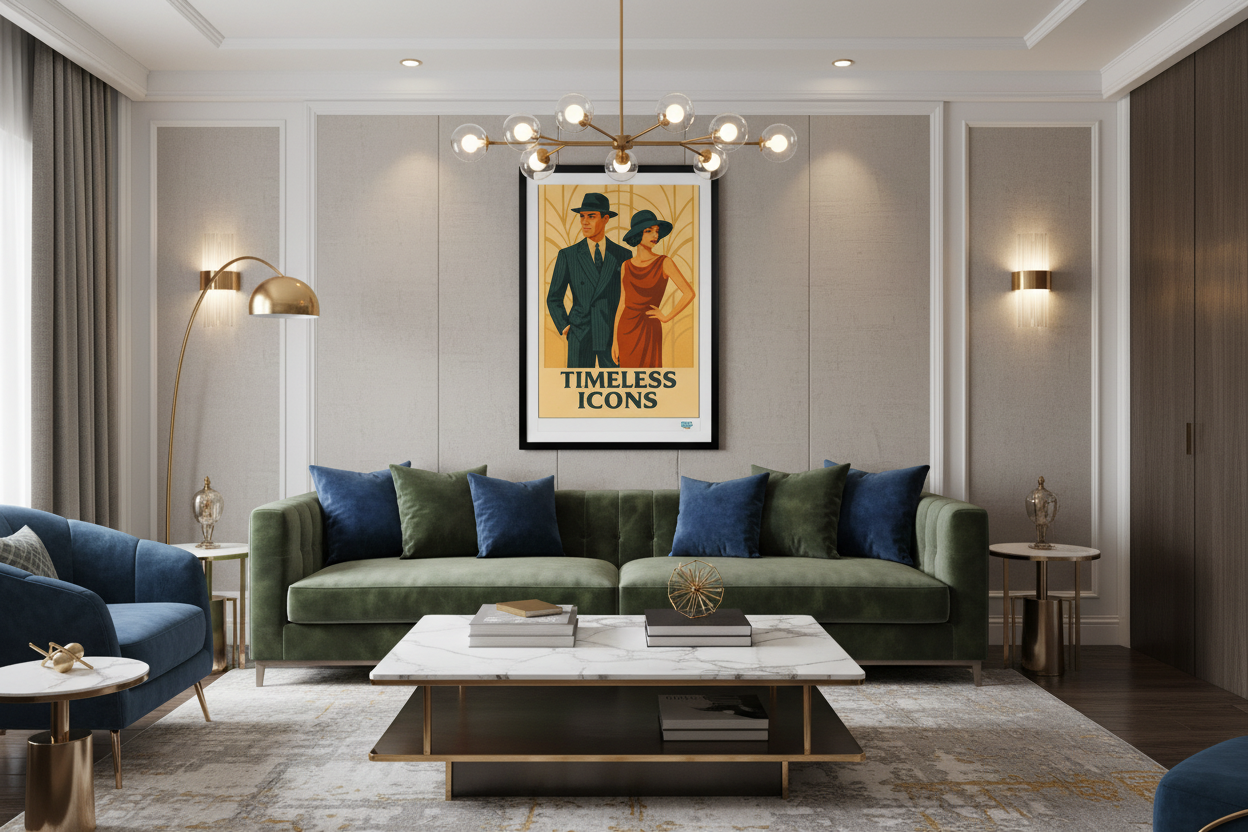 Affiche timeless icons dans un salon luxueux