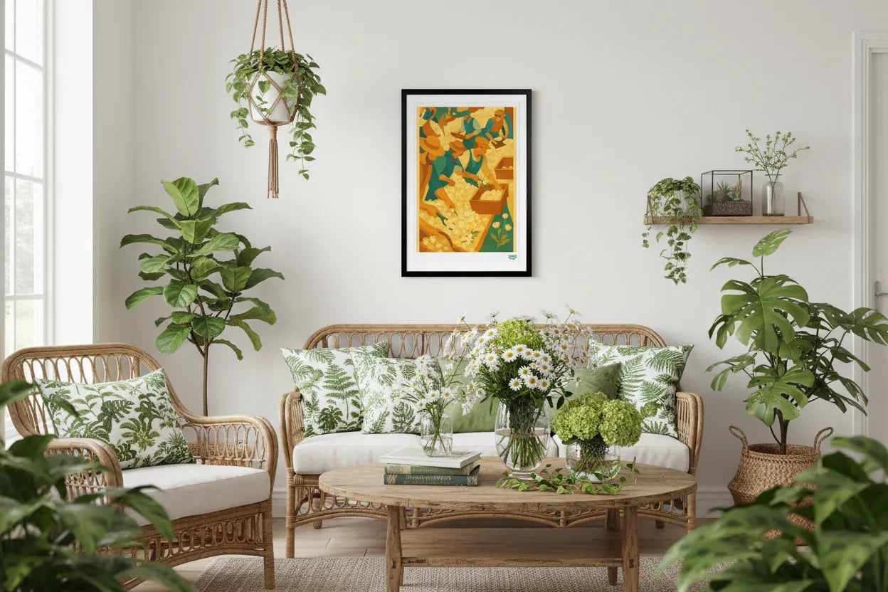 Affiche rétro La Récolte Florale Années 60 décoration murale botanique