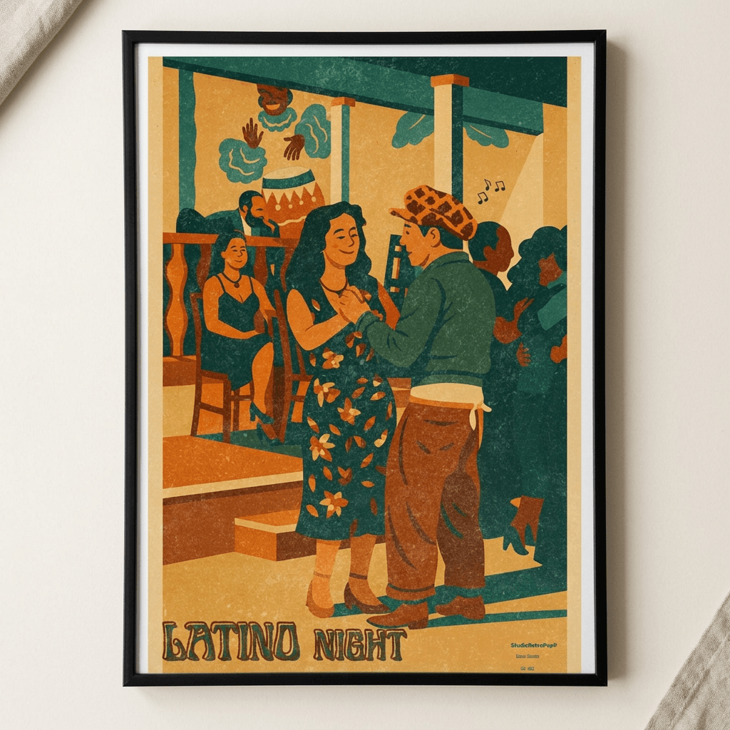 Latino Night, mockup à plat