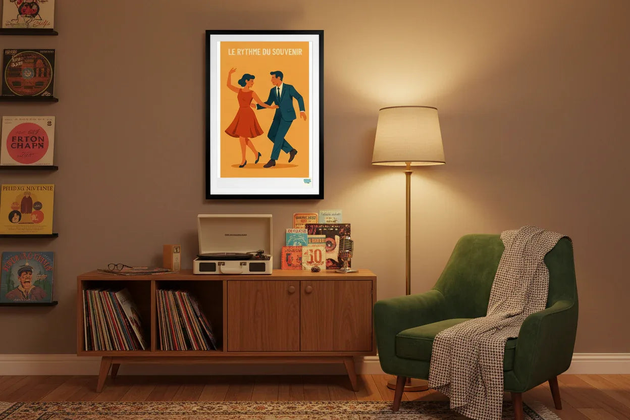 Affiche rétro Le Rythme du Souvenir Années 60 décoration murale musique