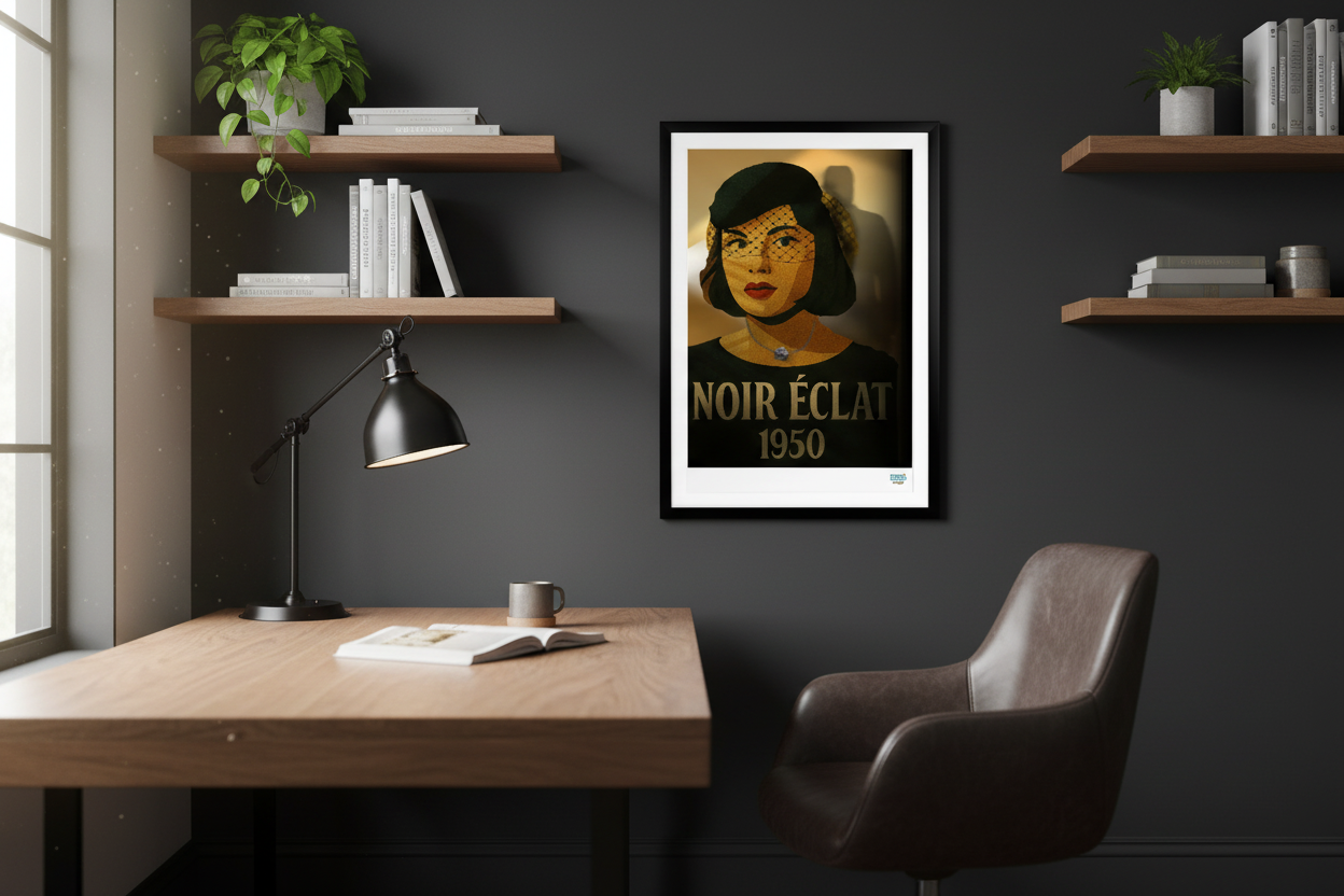 Mockup Affiche Noir Éclat - Bureau