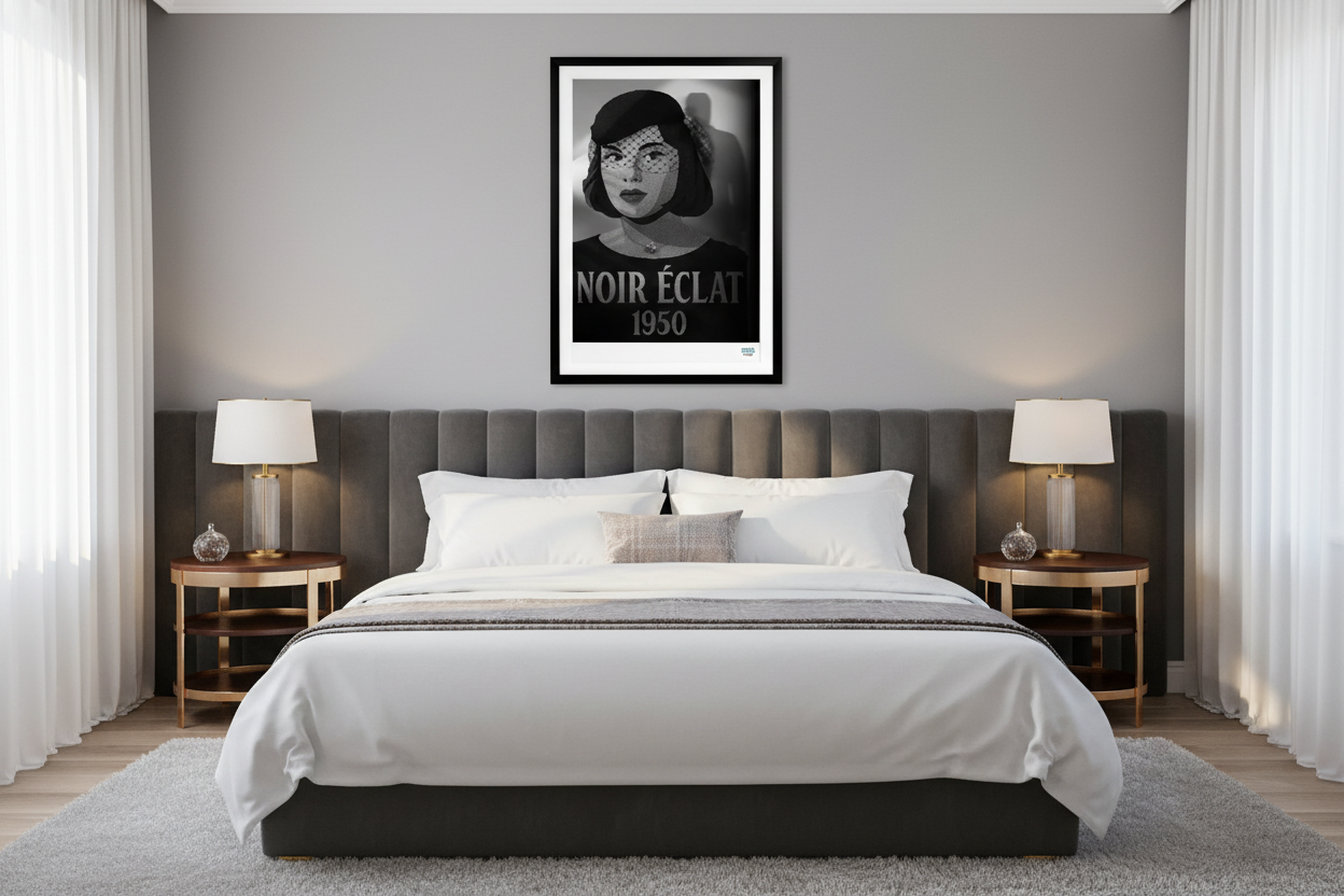 Mockup Affiche Noir Éclat - Chambre