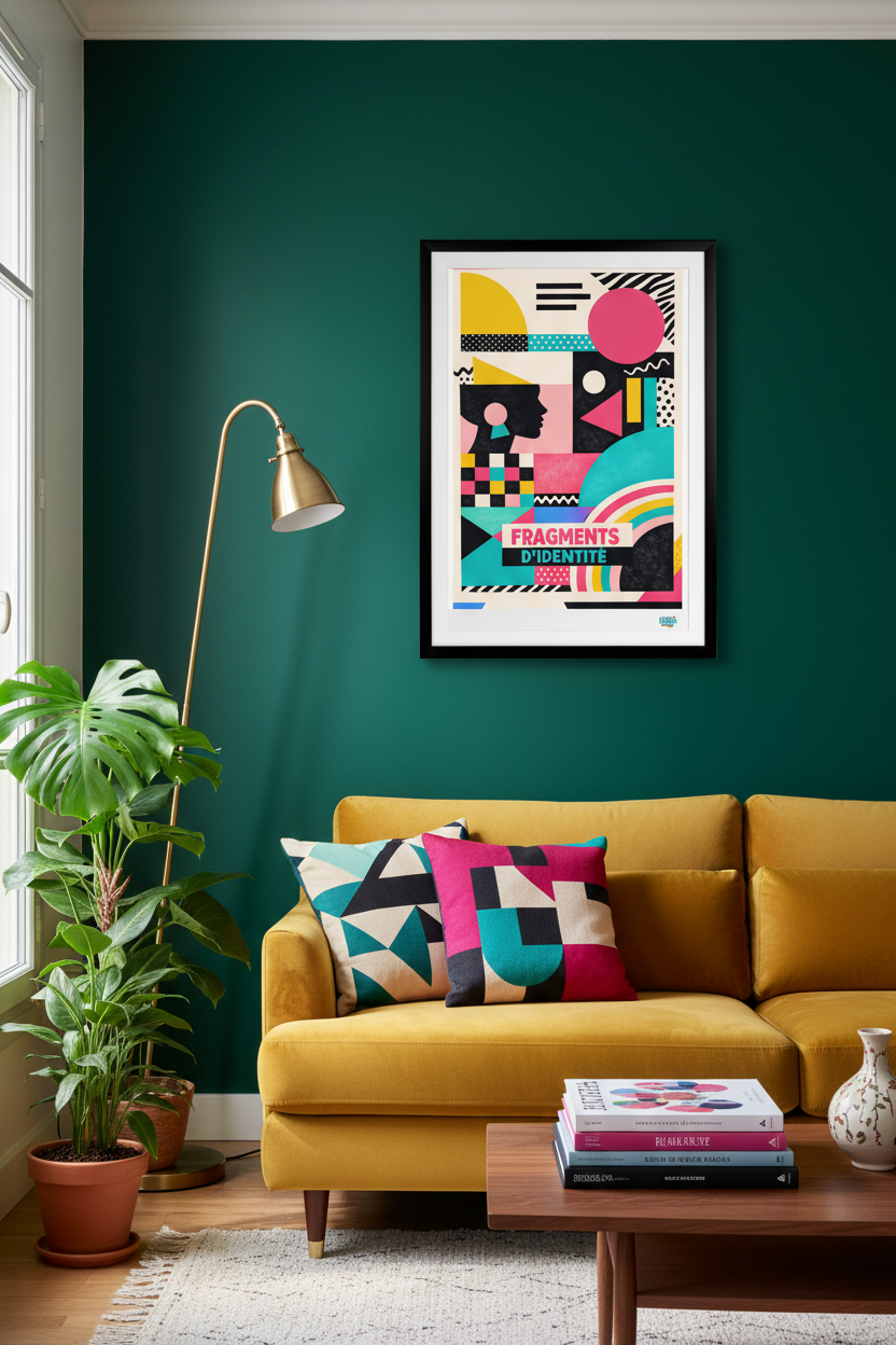 Mockup appartement chic cadre noir