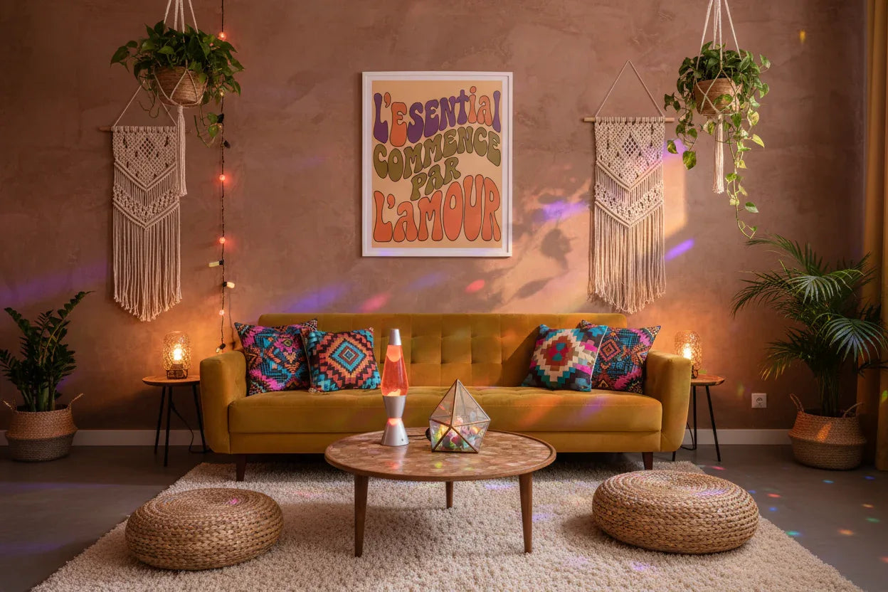 Mockup lifestyle psychédélique années 70