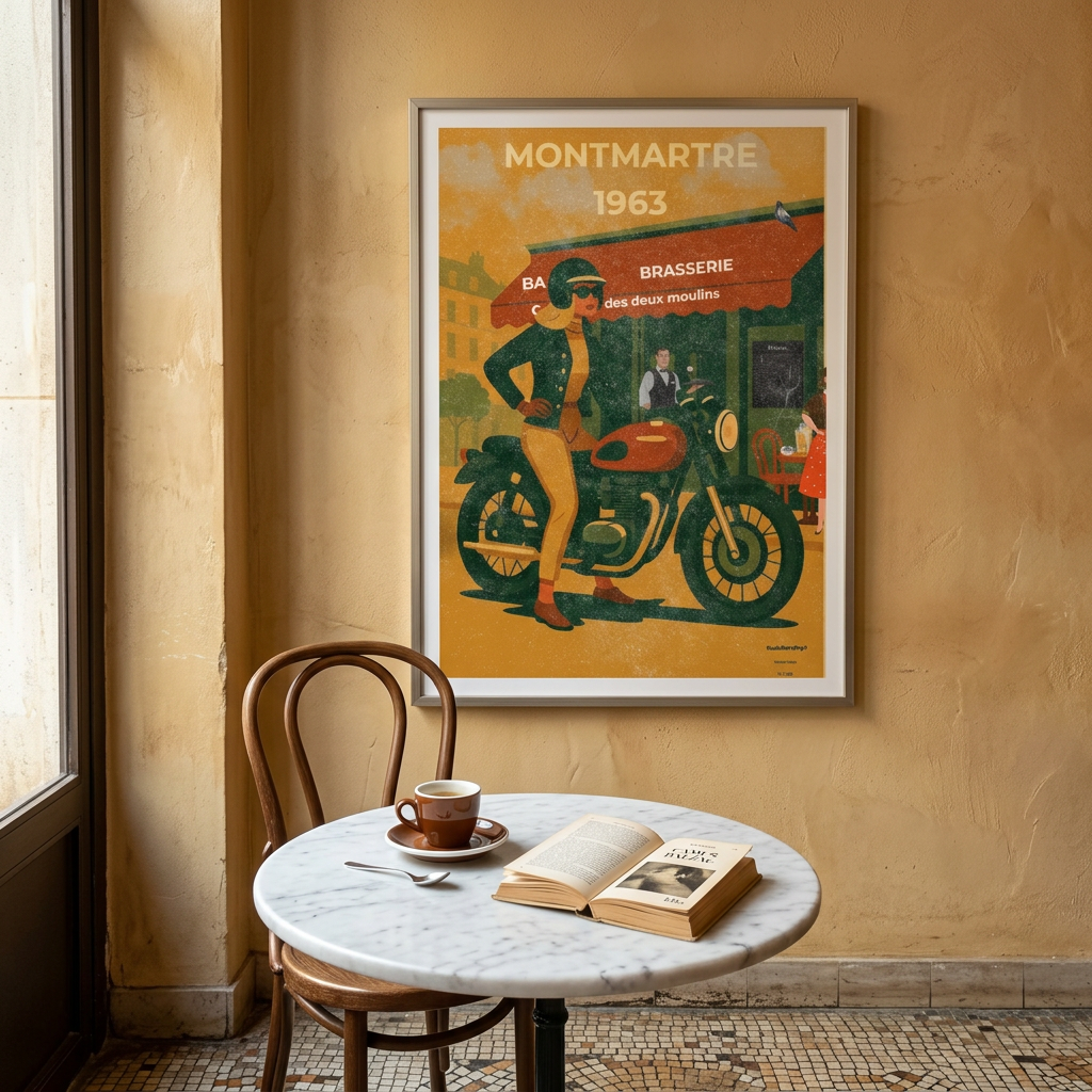 Mockup Paris Montmartre dans un café
