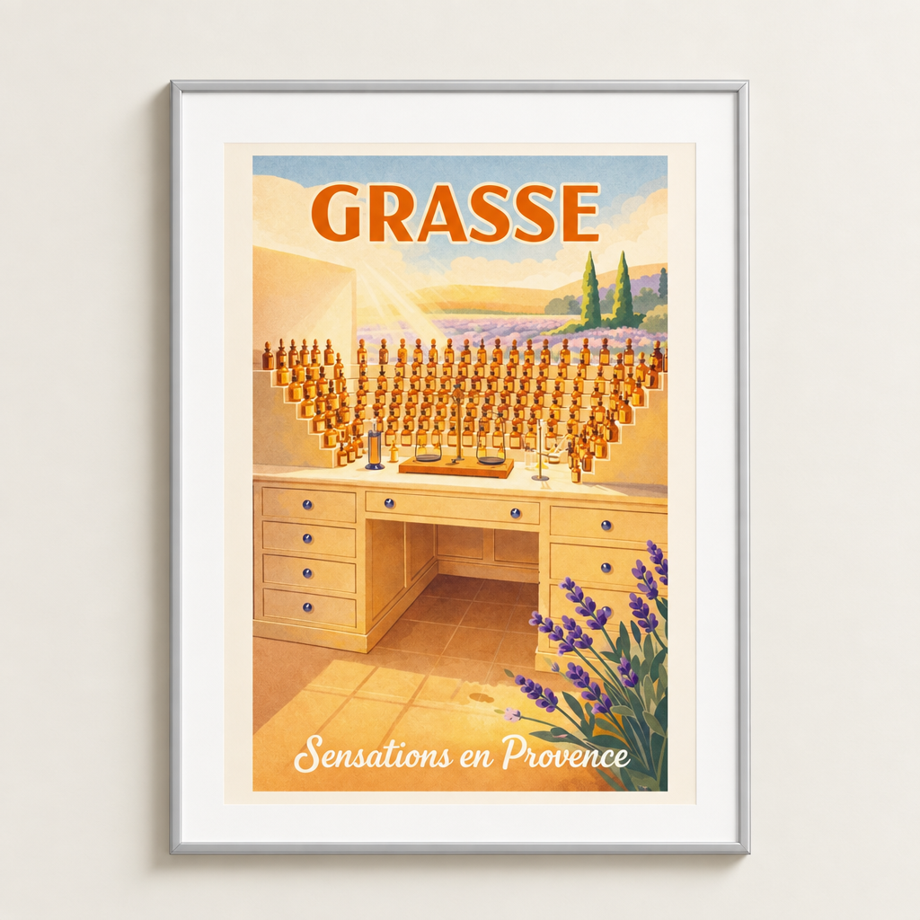 Mockup à plat de l’affiche Grasse Sensation de Provence