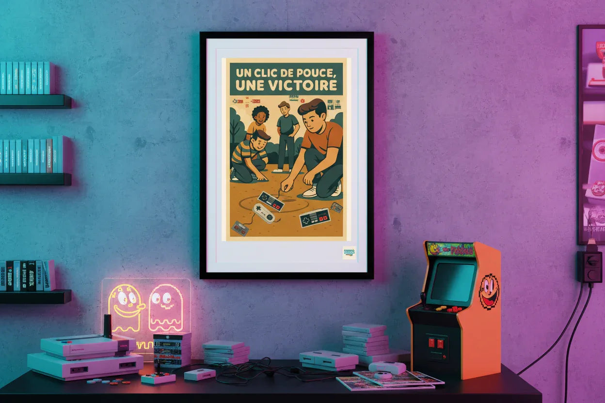 Affiche rétro Un Clic de Pouce une Victoire Années 80 décoration murale

