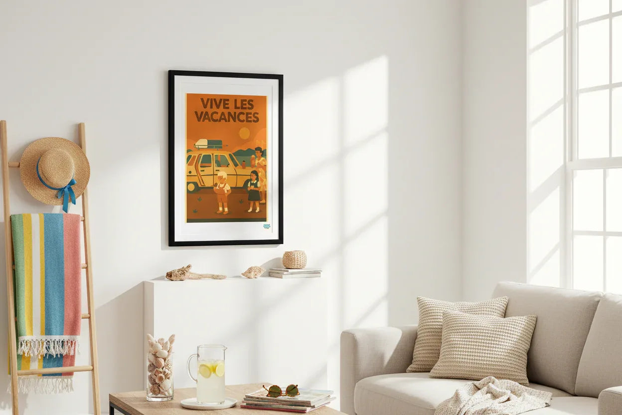 Affiche rétro Vive les Vacances Années 80 décoration murale