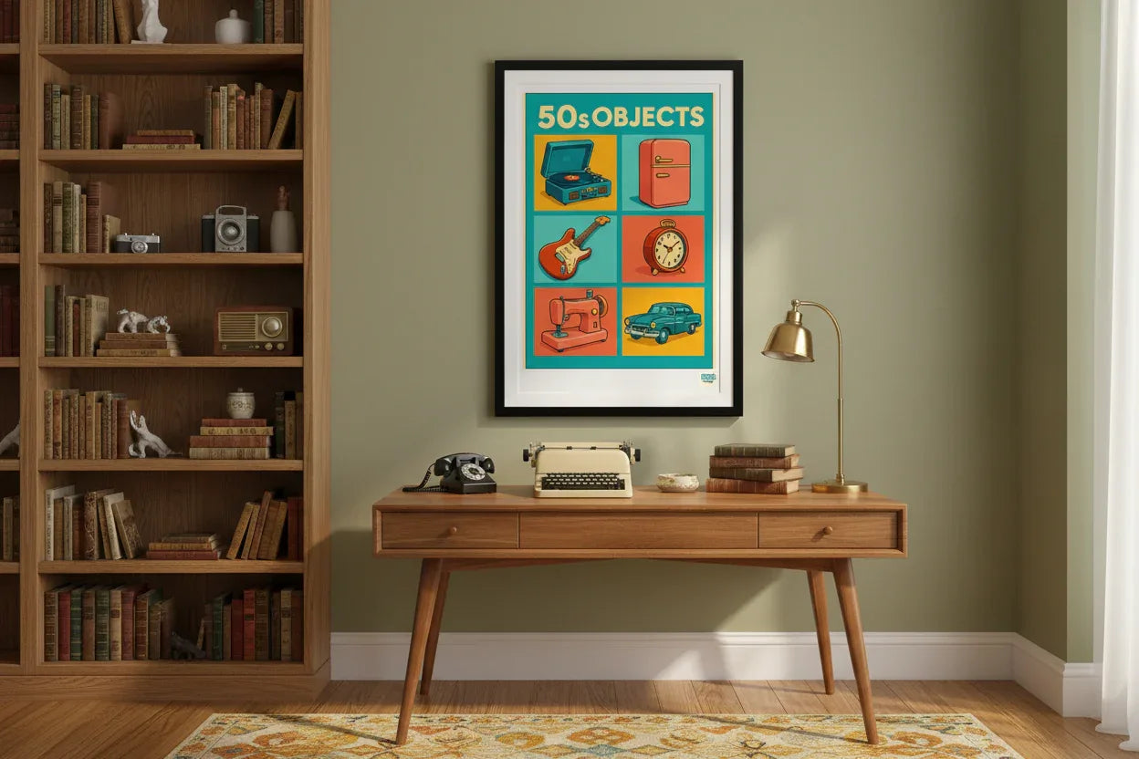 Affiche rétro Objects Années 50 décoration murale bureau vintage
