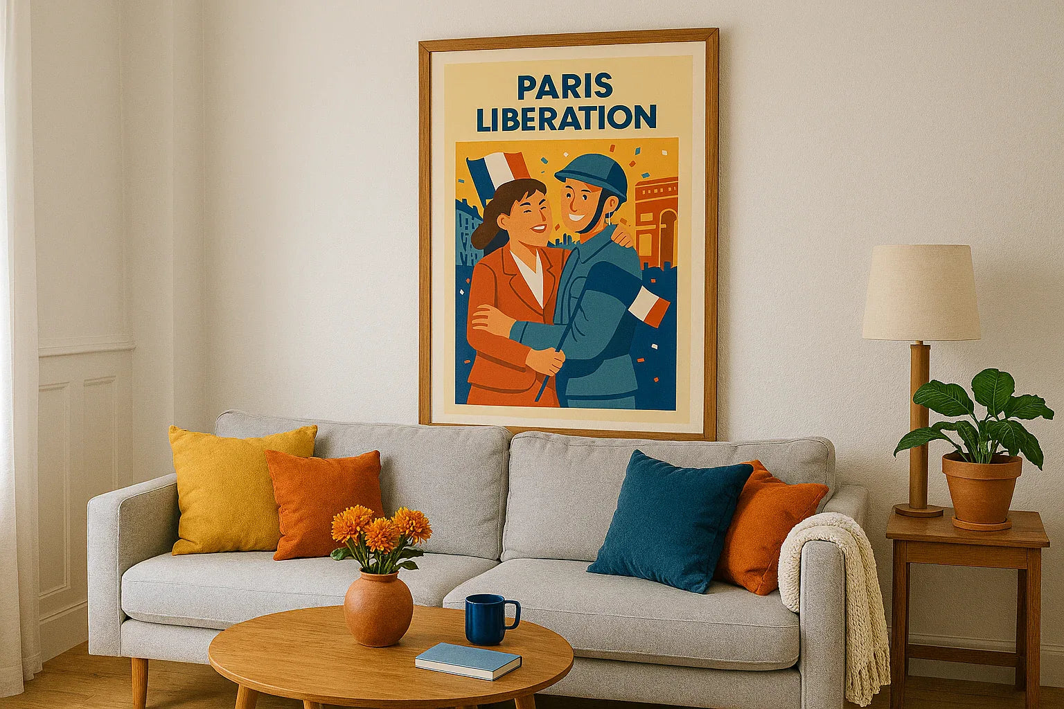 rt retro Paris historique - poster design rétro libération 1944 - décoration murale salon vintage