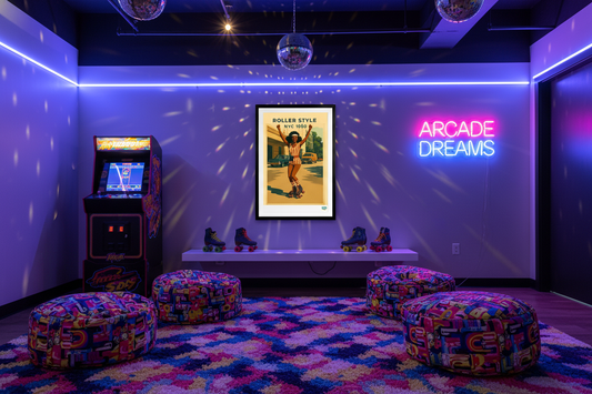 Roller Style dans une salle de jeux rétro