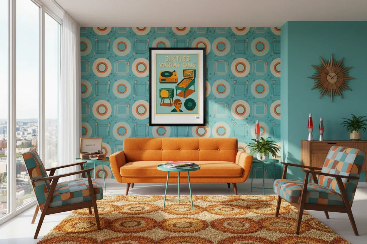 Affiche rétro Sixties Variations Années 60 décoration murale salon mod