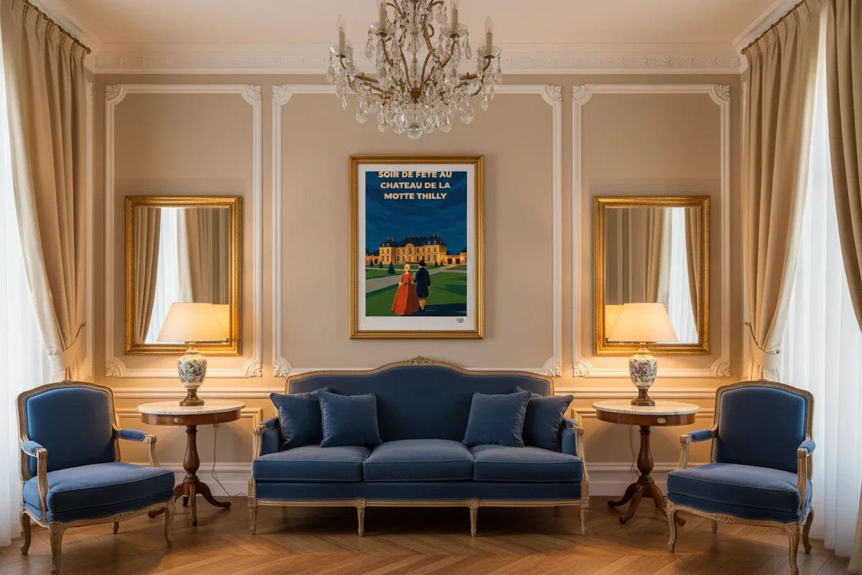 Soir de fête au château de la Motte Thilly - Mockup salon classique