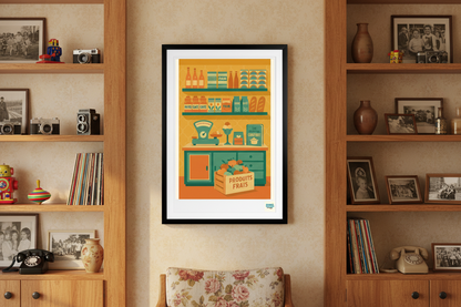 Souvenirs sur étagères dans un salon nostalgique