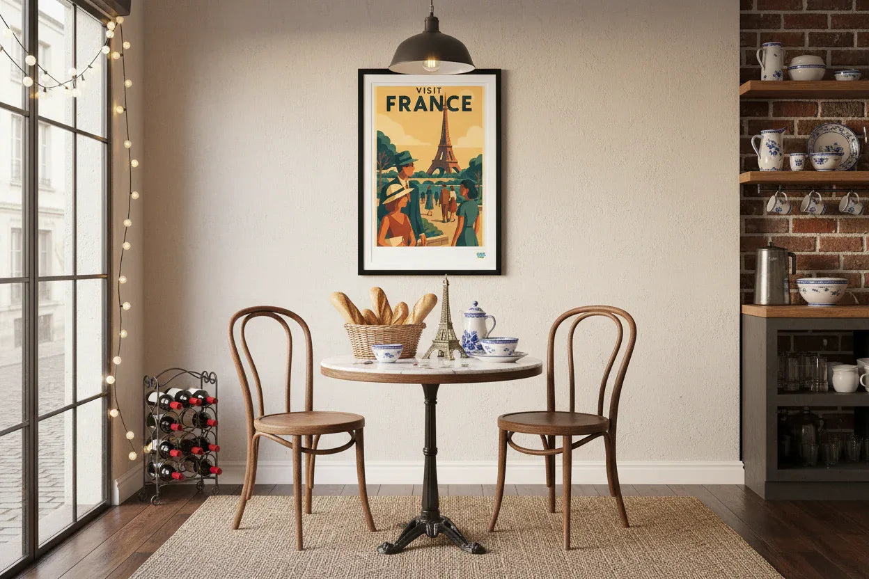 Affiche rétro Visit France Années 70 décoration murale salle à manger