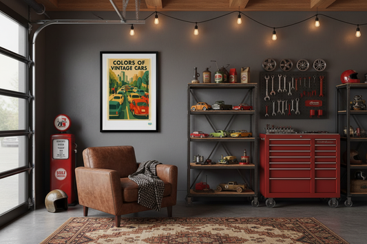 Voitures Vintage dans un garage-man cave